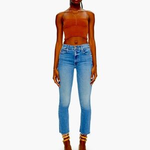 Mother Jeans The Stunner Zip Ankle Step Fray - stretch jeans, size 25